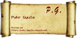 Puhr Gyula névjegykártya