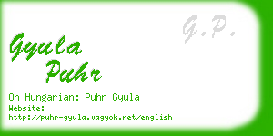 gyula puhr business card